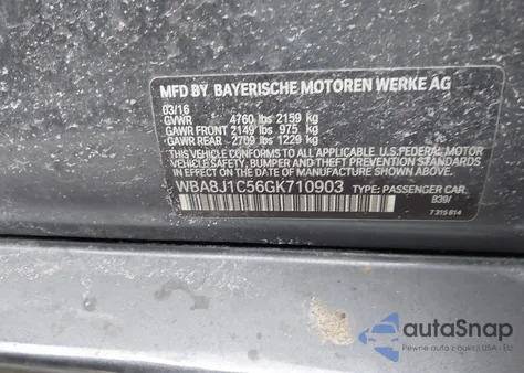 2016 BMW 328D xDrive z USA, uszkodzony, nr VIN WBA8J1C56GK710903